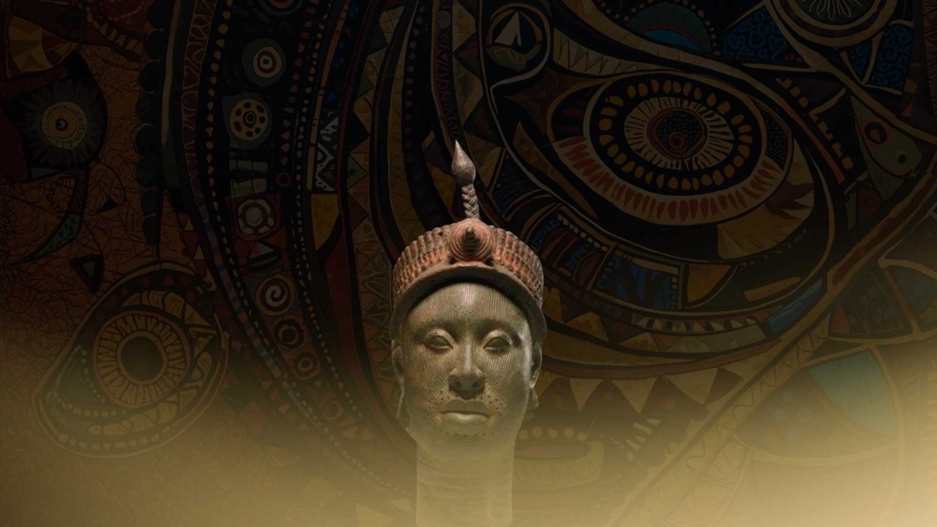 Cabeça ritual em bronze — arte Ife, Nigéria
